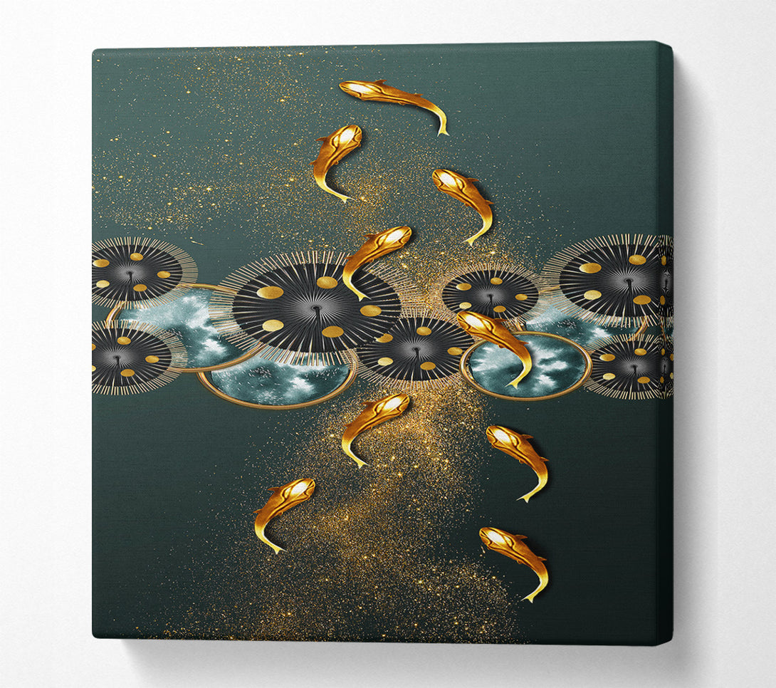  A Canvas Print of Gold Fish Glitter Canvas Art