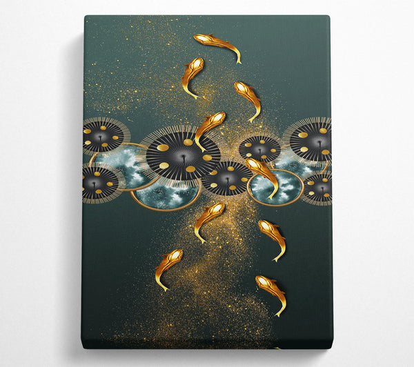  A Canvas Print of Gold Fish Glitter Canvas Art