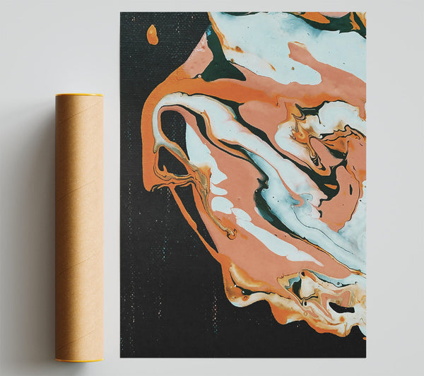 Peach And Black Swirls Poster