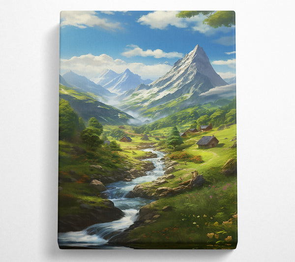  A Canvas Print of White Peak Valley Stream Canvas Art