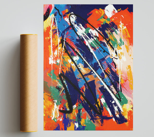 Crimson Abstract Strokes Print