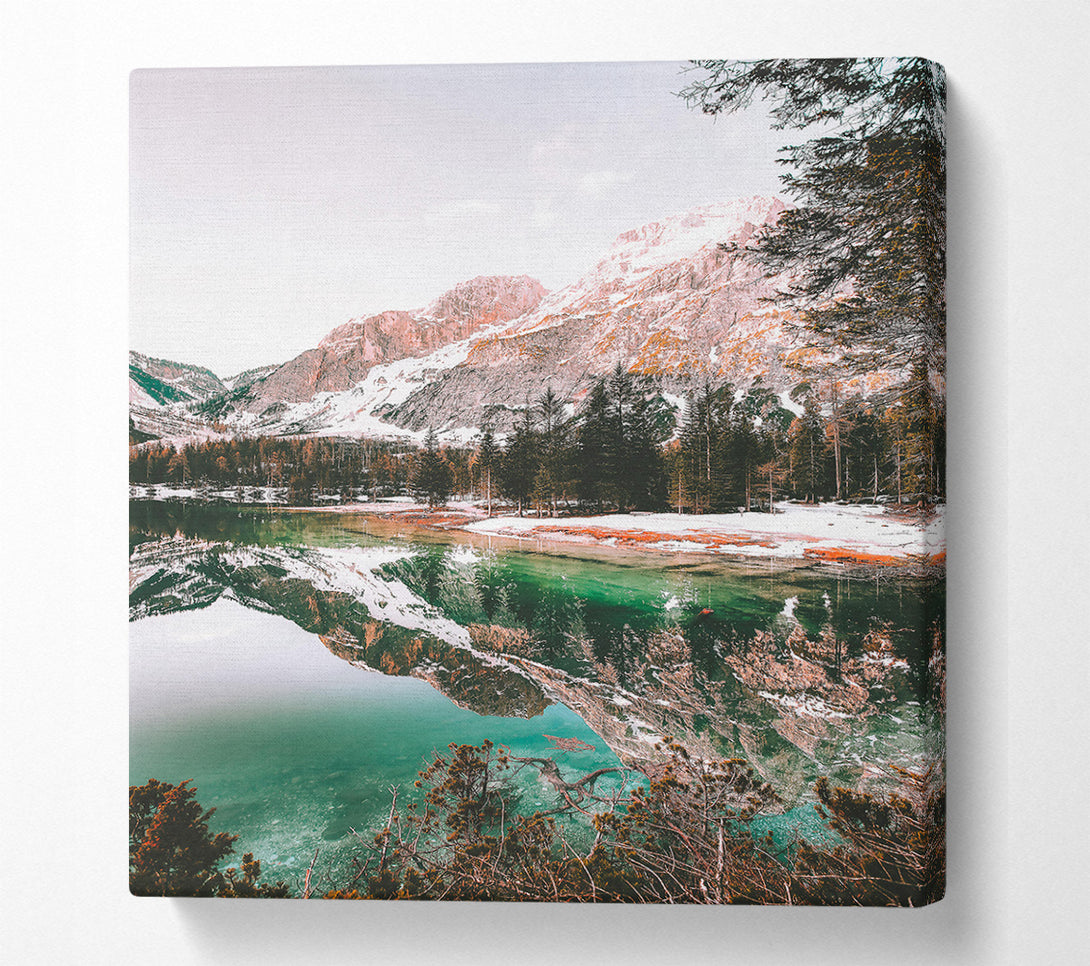  A Canvas Print of Teal Mountain Reflections Canvas Print