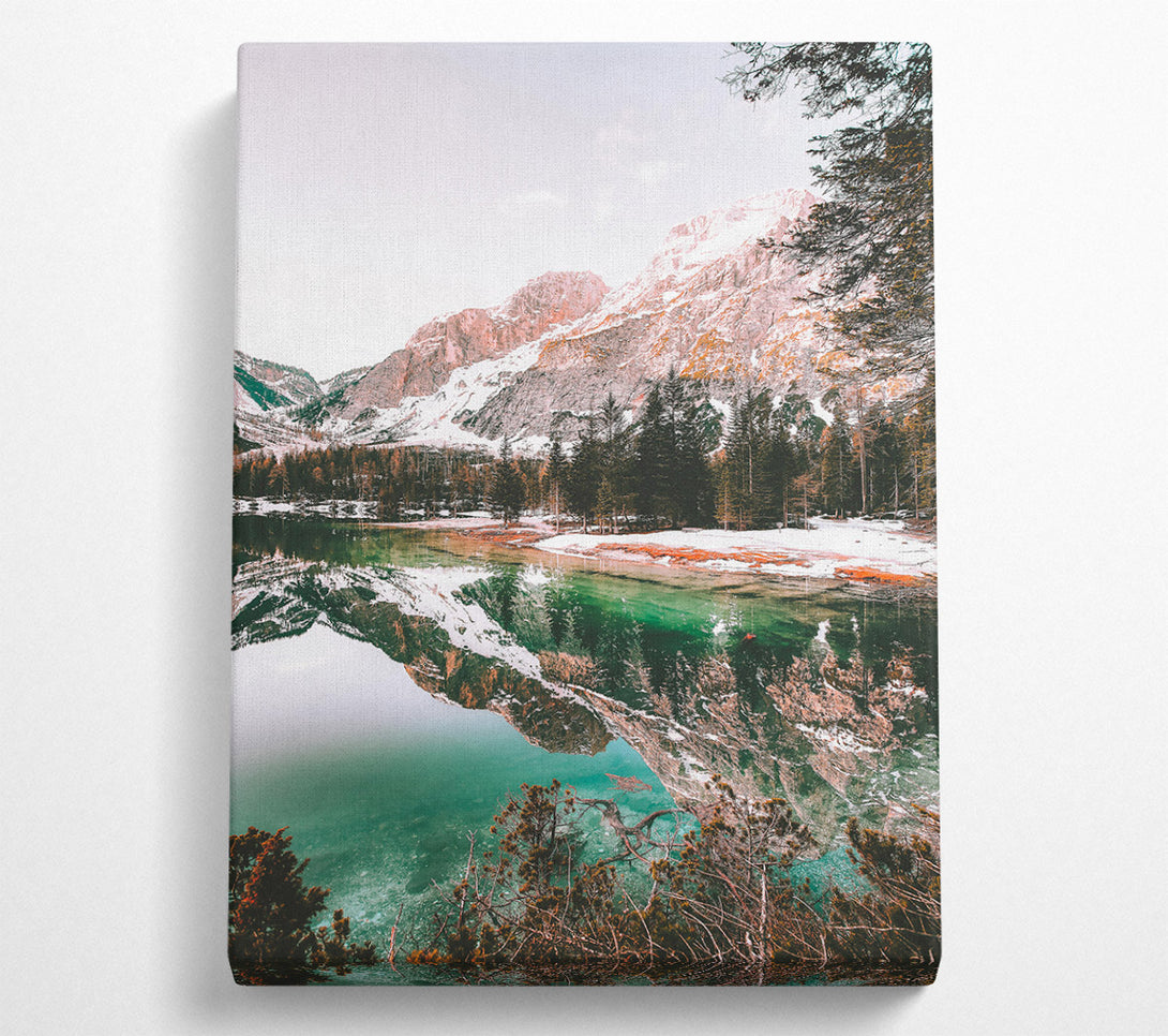  A Canvas Print of Teal Mountain Reflections Canvas Print