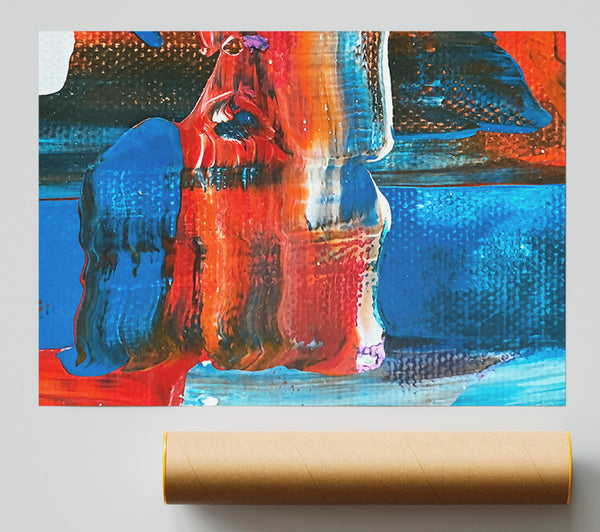 Crimson And Teal Abstract Print