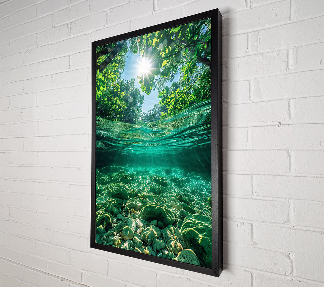  A Canvas Print of Emerald Riverbed Sunlight Canvas Wall Art