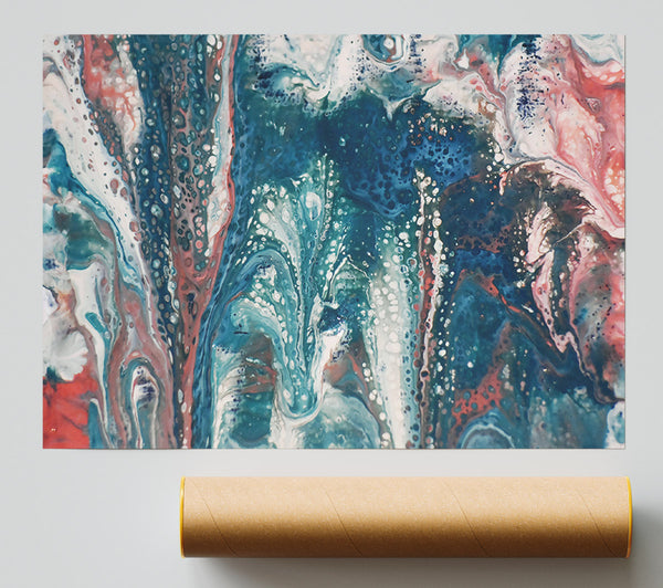 Teal Abstract Swirls Poster