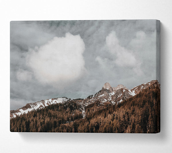  A Canvas Print of Gray Clouds Over Brown Peaks Canvas Print