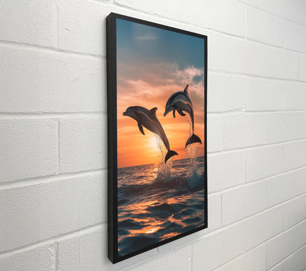Orange Sunset Dolphins