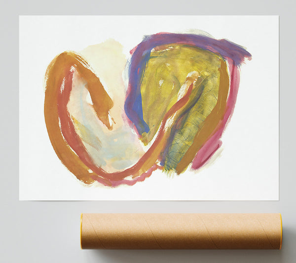 Golden Abstract Embrace Giclee Print