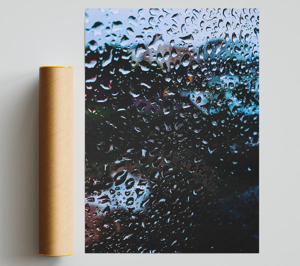 Blue Rain Drops Print