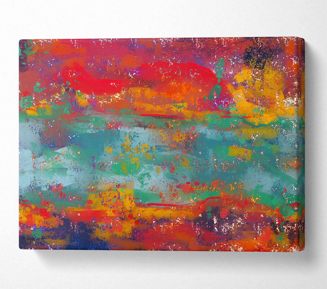  A Canvas Print of Crimson Abstract Landscape Canvas Wall Art
