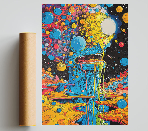 Blue Cosmic Drip Giclee Print