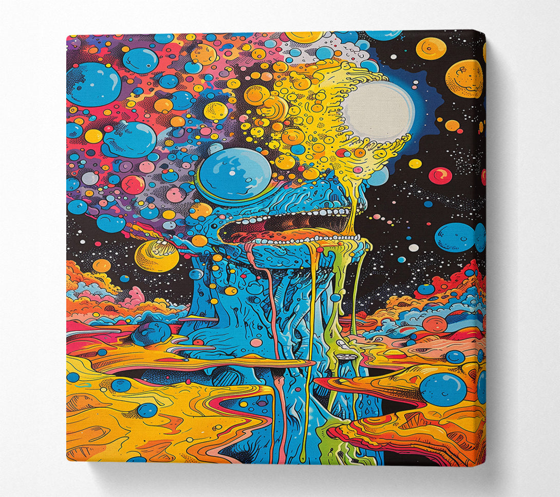  A Canvas Print of Blue Cosmic Drip Canvas Wall Art