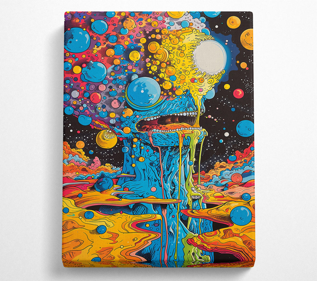  A Canvas Print of Blue Cosmic Drip Canvas Wall Art