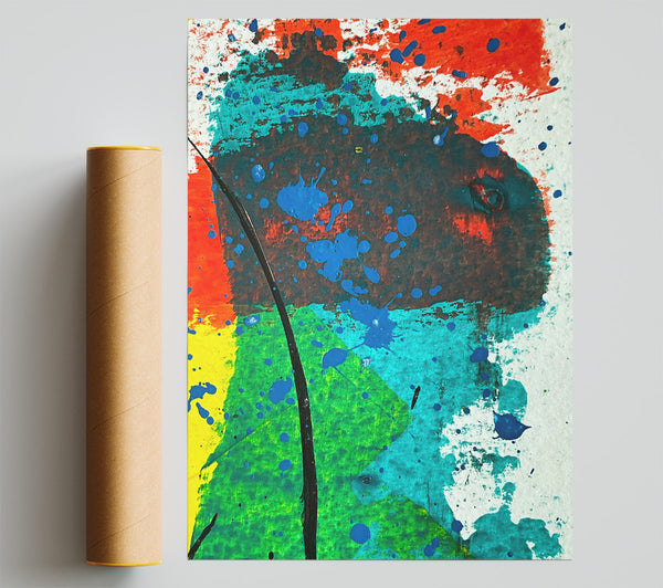 Teal Abstract Splashes Print