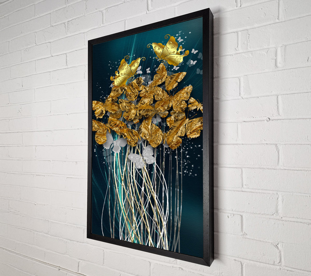 A Canvas Print of Gold Foil Butterflies Canvas Print
