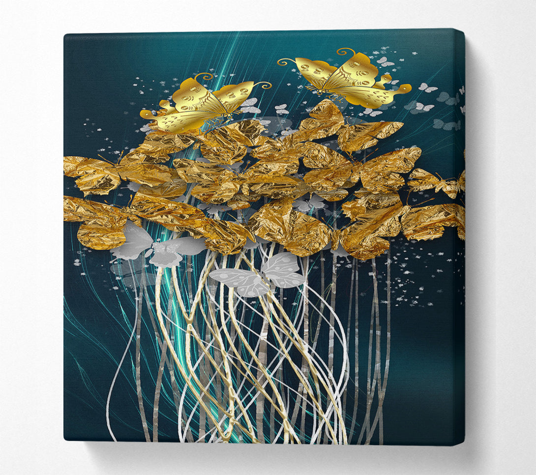  A Canvas Print of Gold Foil Butterflies Canvas Print