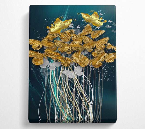  A Canvas Print of Gold Foil Butterflies Canvas Print