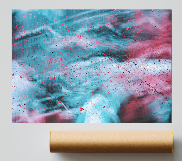 Azure Splashes Of Red Poster