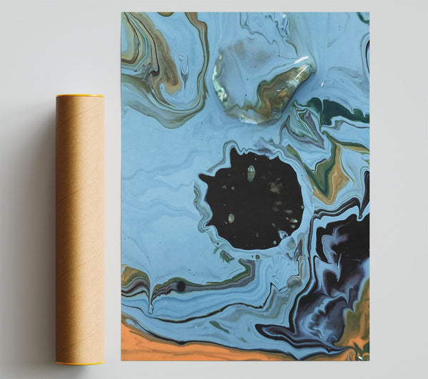 Azure Swirls And Black Eye Print
