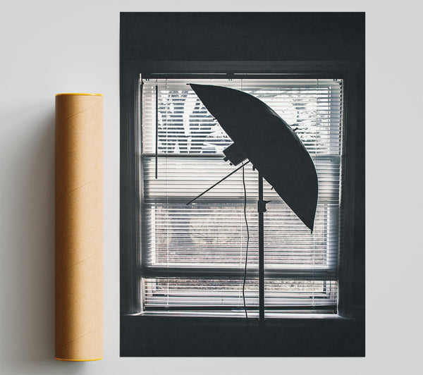 Black Umbrella At The Window Giclee Print