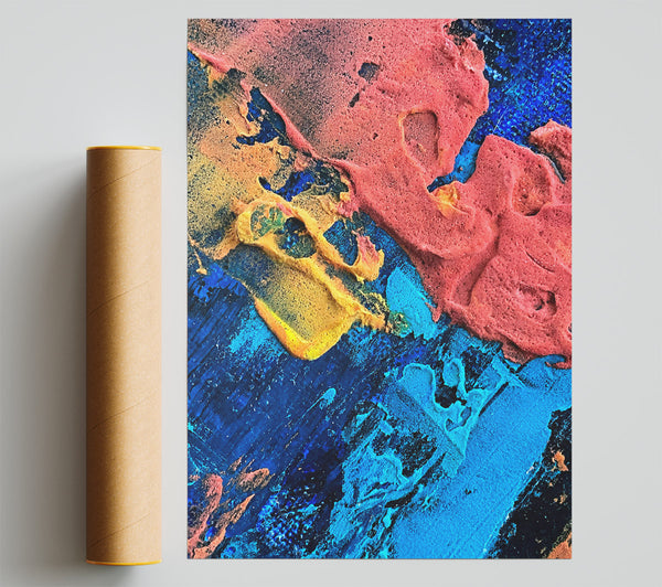 Coral And Blue Strokes Print