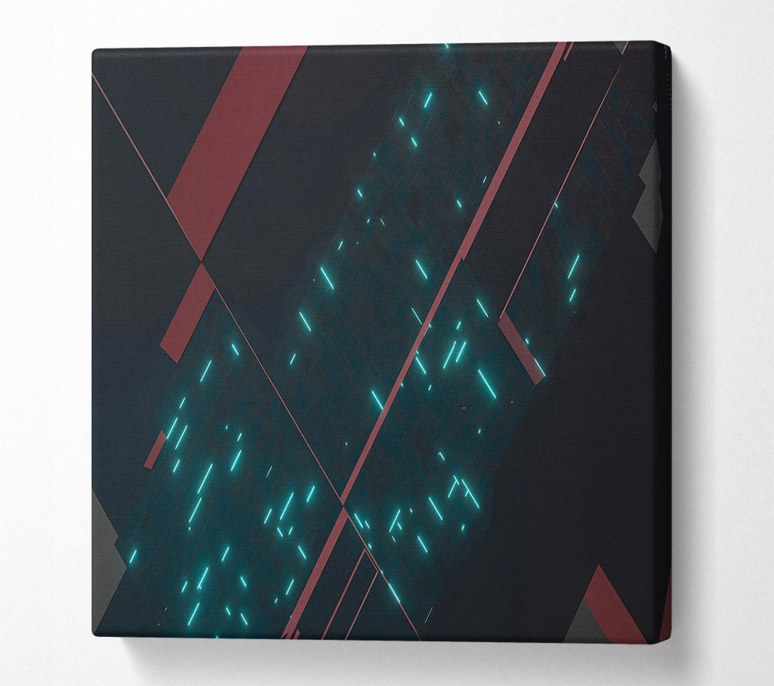  A Canvas Print of Teal Grid Lines Canvas Art