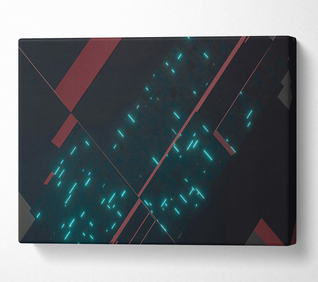  A Canvas Print of Teal Grid Lines Canvas Art