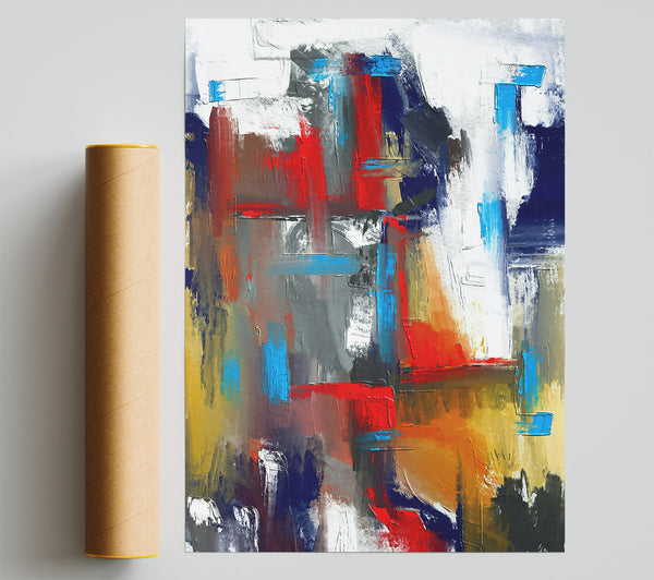 Red And Blue Abstract Poster
