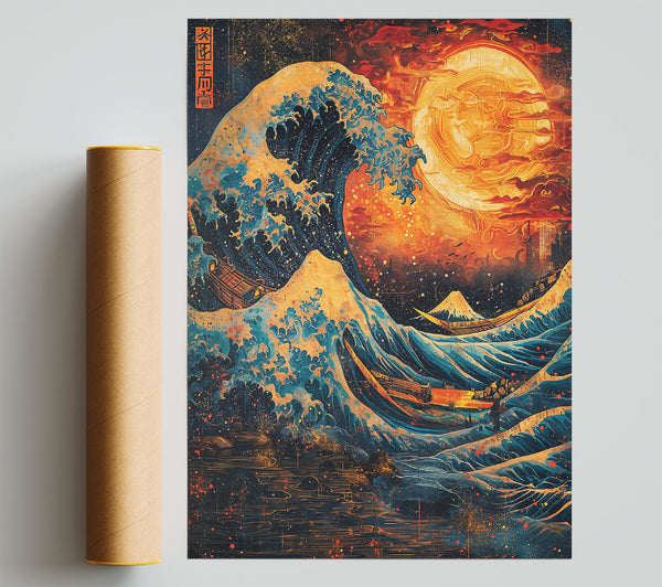 Golden Wave Crash Poster