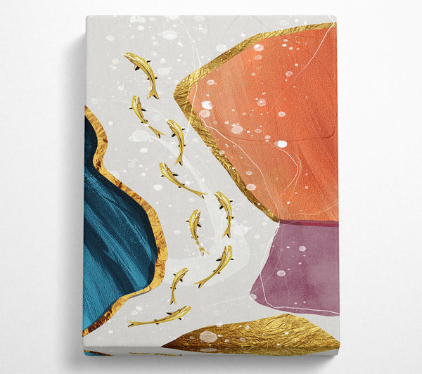 A Canvas Print of Gold Kois Swimming Canvas Art