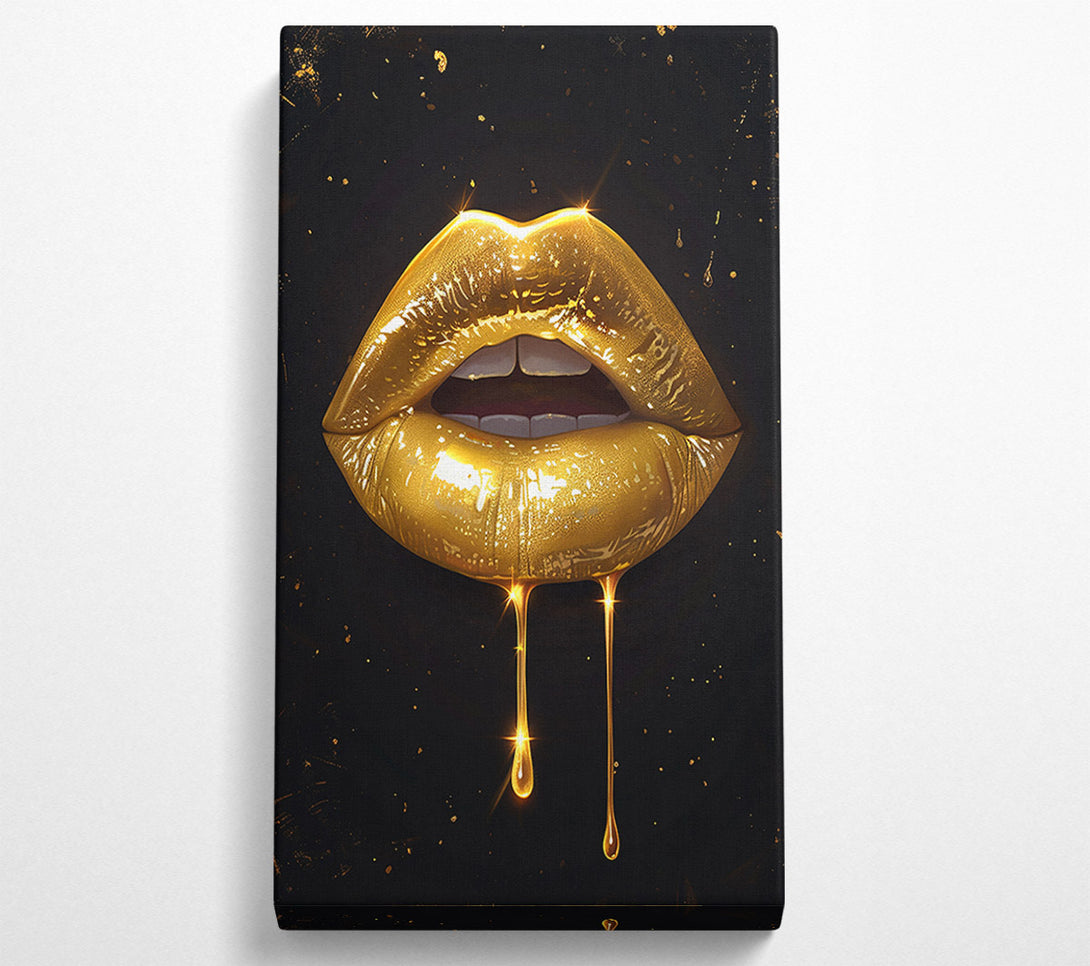  A Canvas Print of Golden Liquid Lips Canvas Print