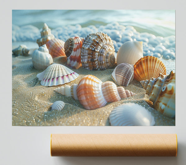 Seashells On Golden Sand Print