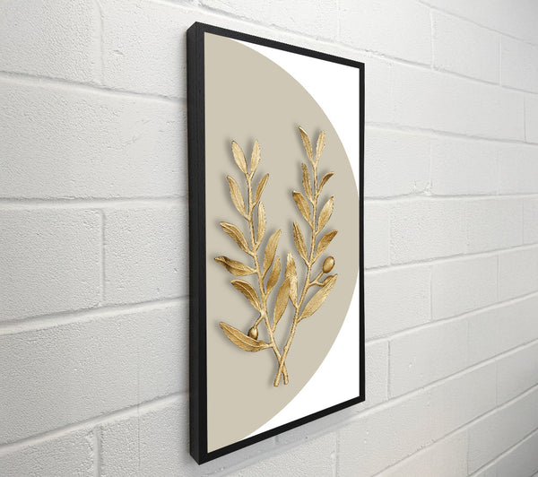 Gold Leaves On Beige And White