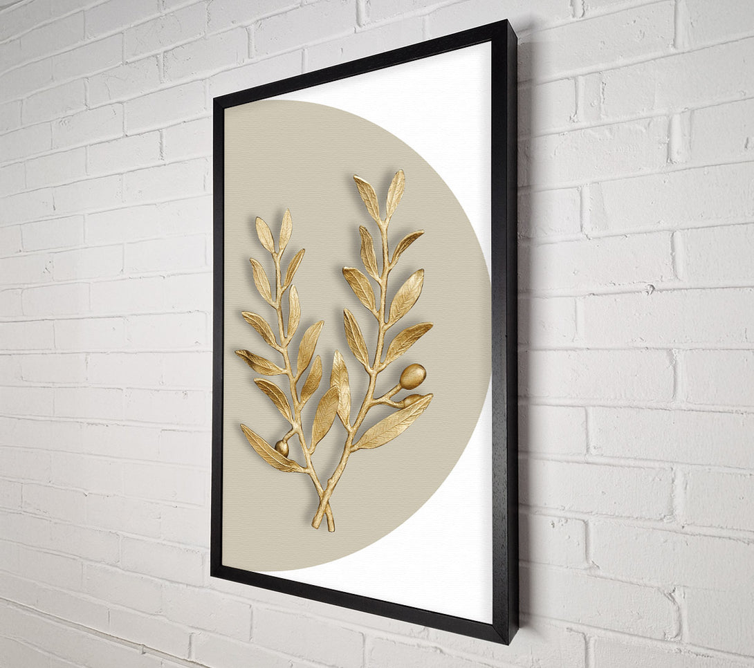  A Canvas Print of Gold Leaves On Beige And White Canvas Wall Art