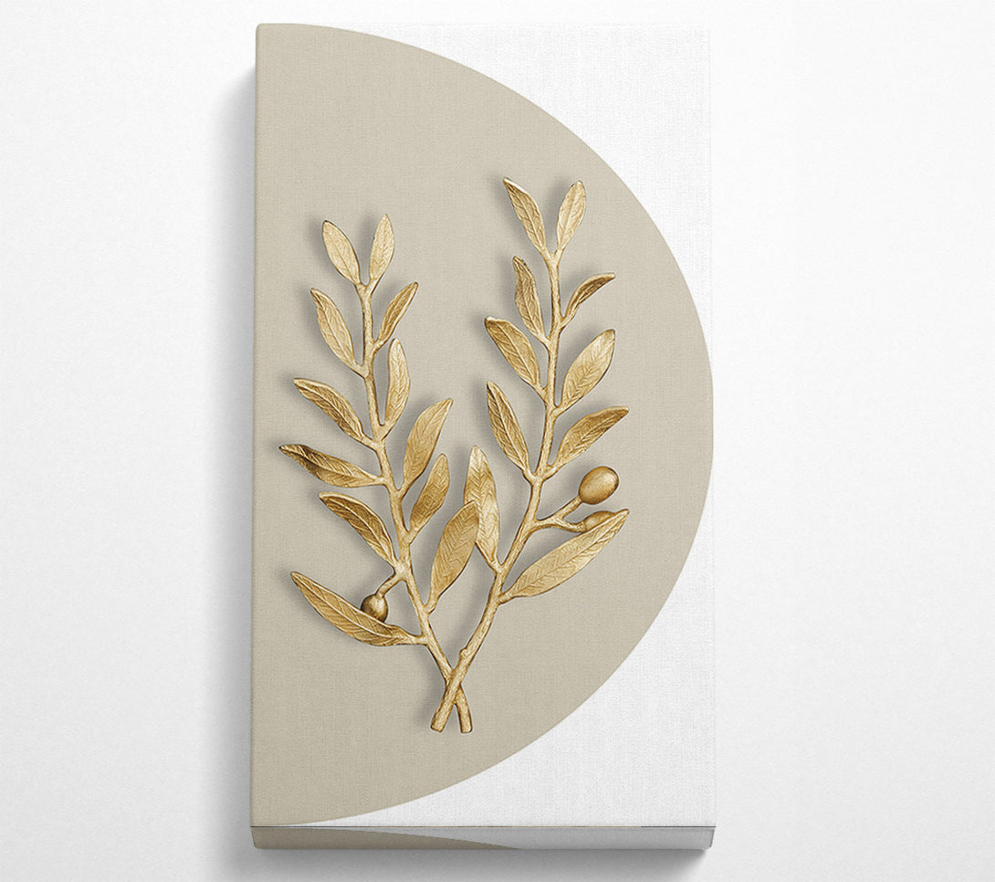  A Canvas Print of Gold Leaves On Beige And White Canvas Wall Art