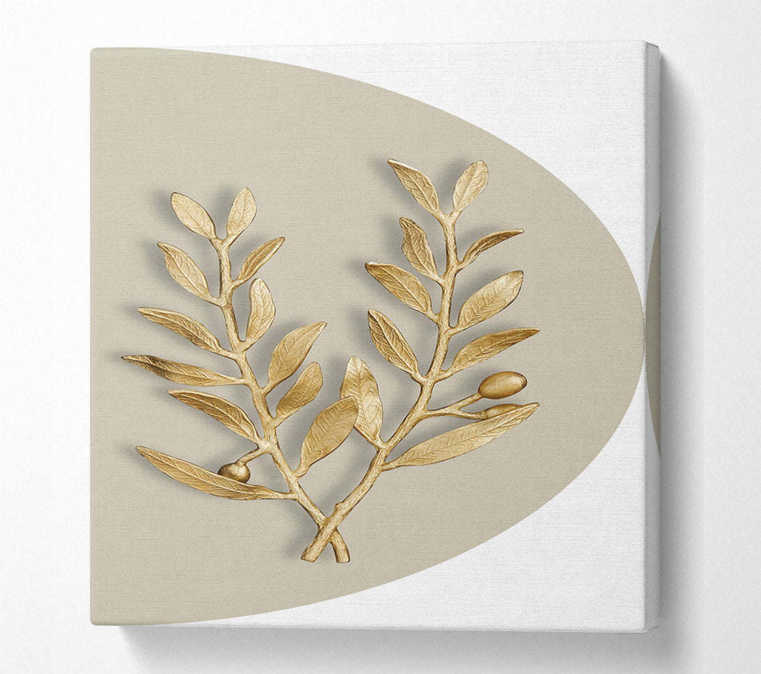  A Canvas Print of Gold Leaves On Beige And White Canvas Wall Art