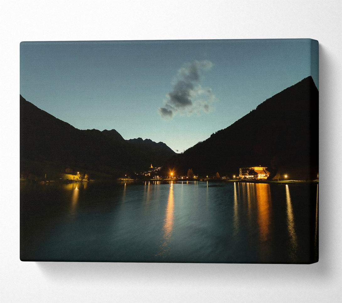 A Canvas Print of Golden Lake Reflections Canvas Art