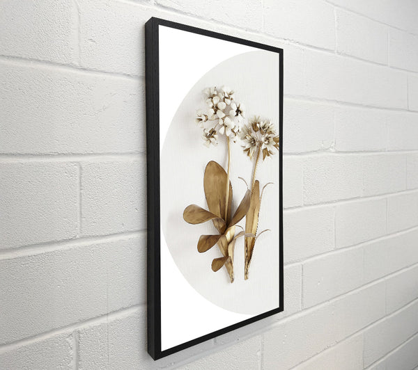 Gold Leaves On Grey And White