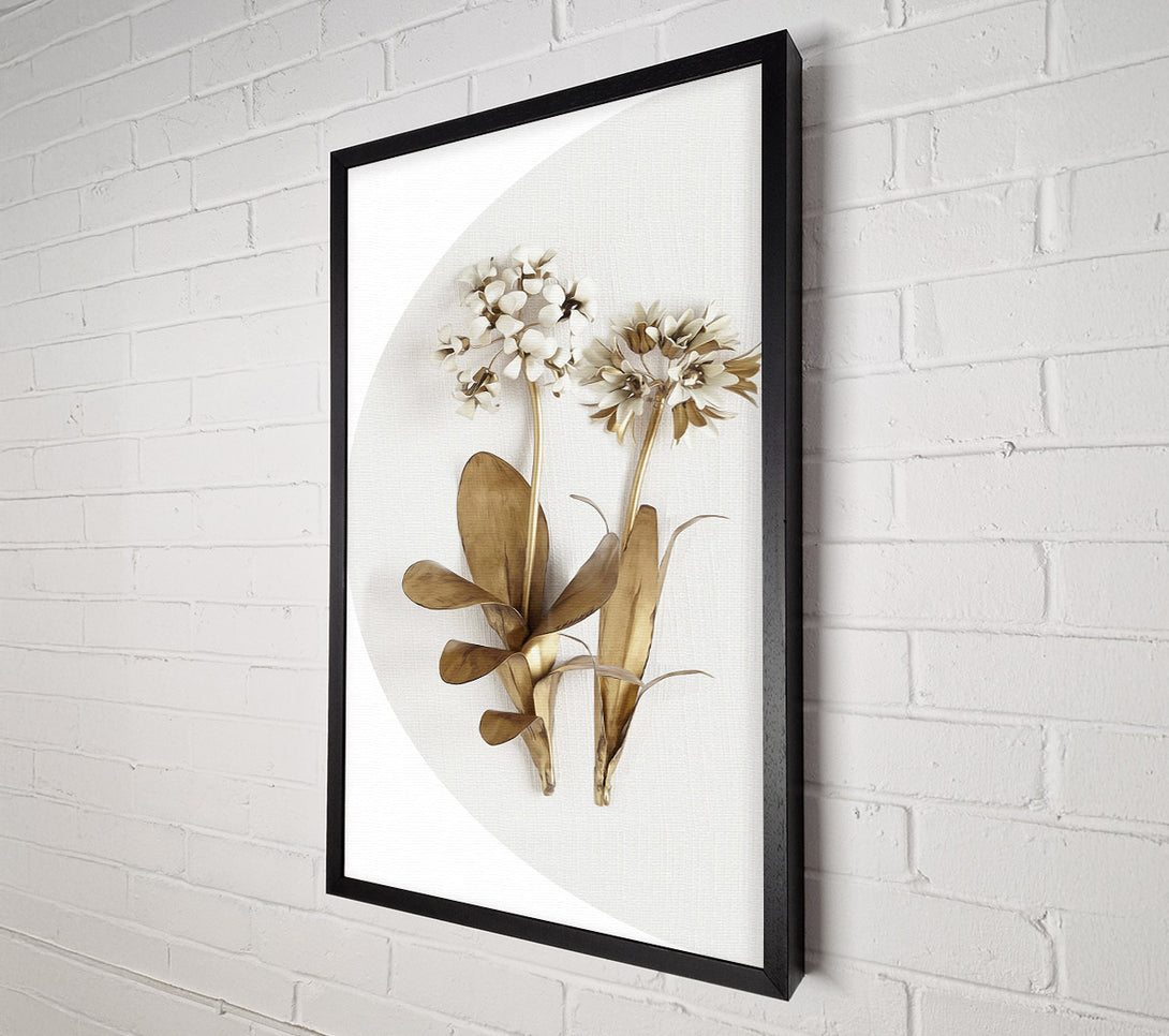  A Canvas Print of Gold Leaves On Grey And White Canvas Print