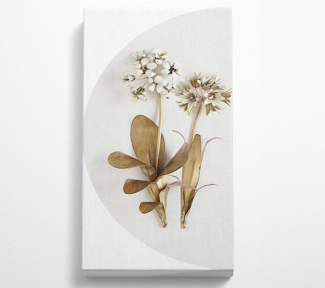  A Canvas Print of Gold Leaves On Grey And White Canvas Print