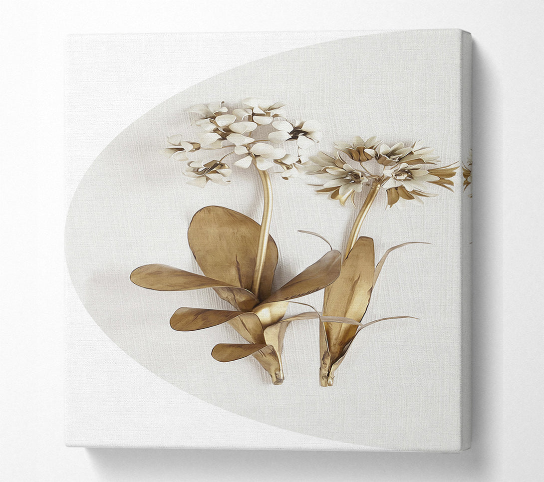  A Canvas Print of Gold Leaves On Grey And White Canvas Print