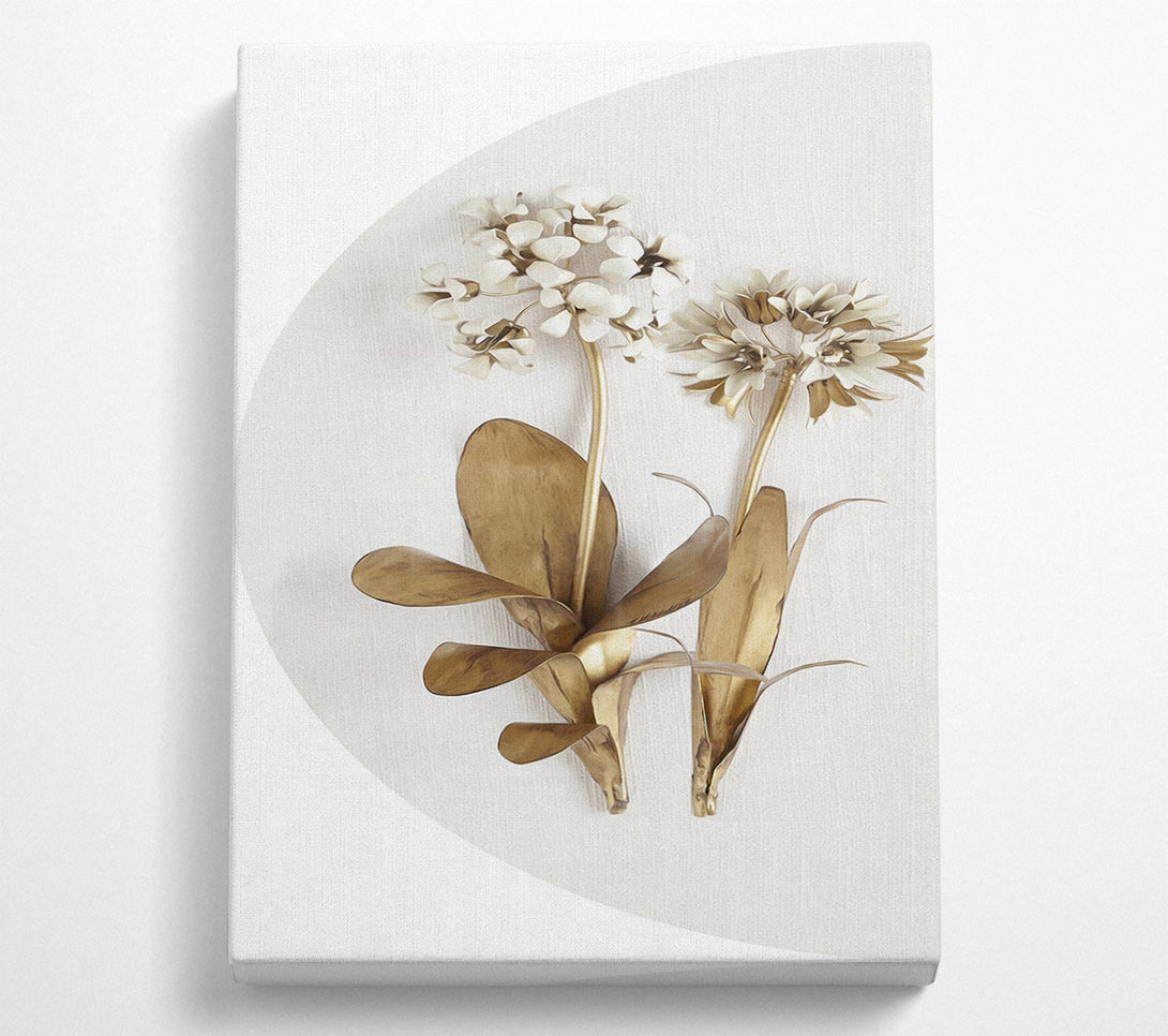  A Canvas Print of Gold Leaves On Grey And White Canvas Print