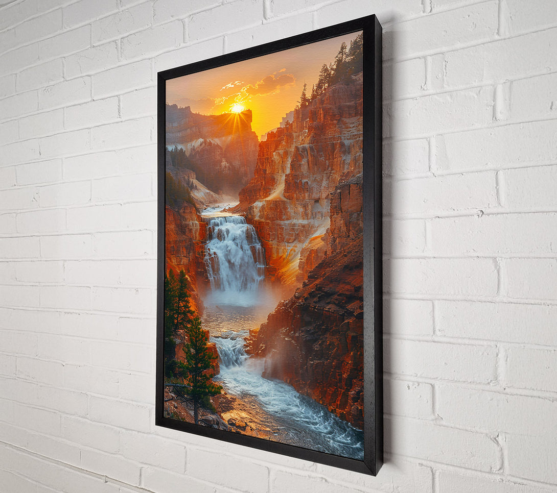  A Canvas Print of Golden Waterfall Canyon Canvas Art