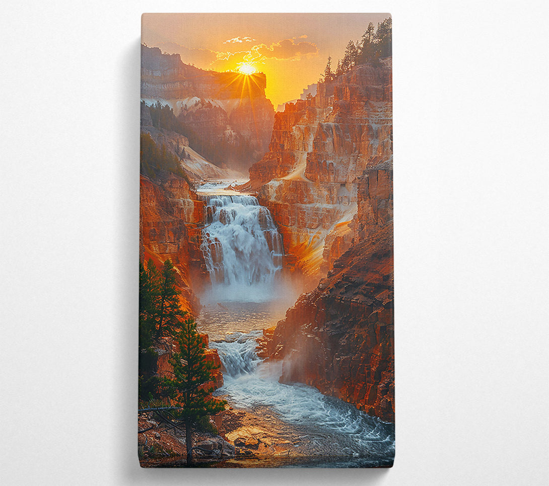  A Canvas Print of Golden Waterfall Canyon Canvas Art