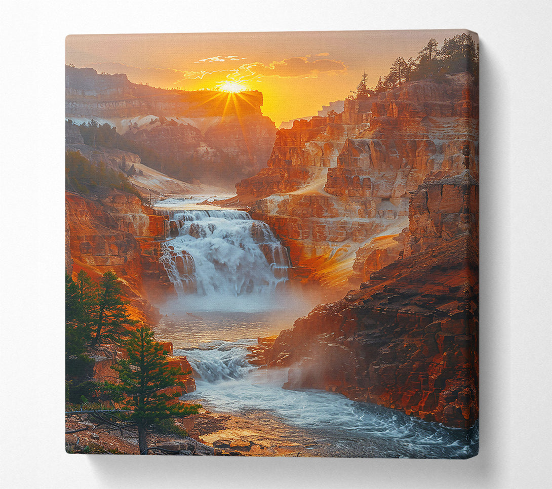  A Canvas Print of Golden Waterfall Canyon Canvas Art