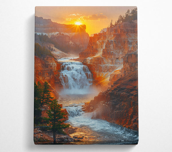  A Canvas Print of Golden Waterfall Canyon Canvas Art