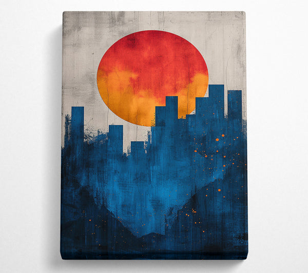  A Canvas Print of Blue City Sunset Canvas Wall Art