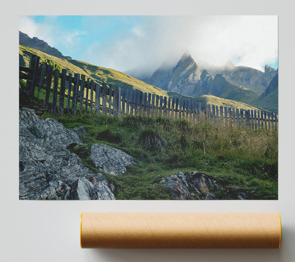 Green Mountain Fence Giclee Print