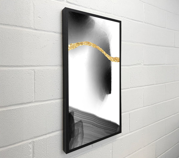 Gold Line  Black Abstract